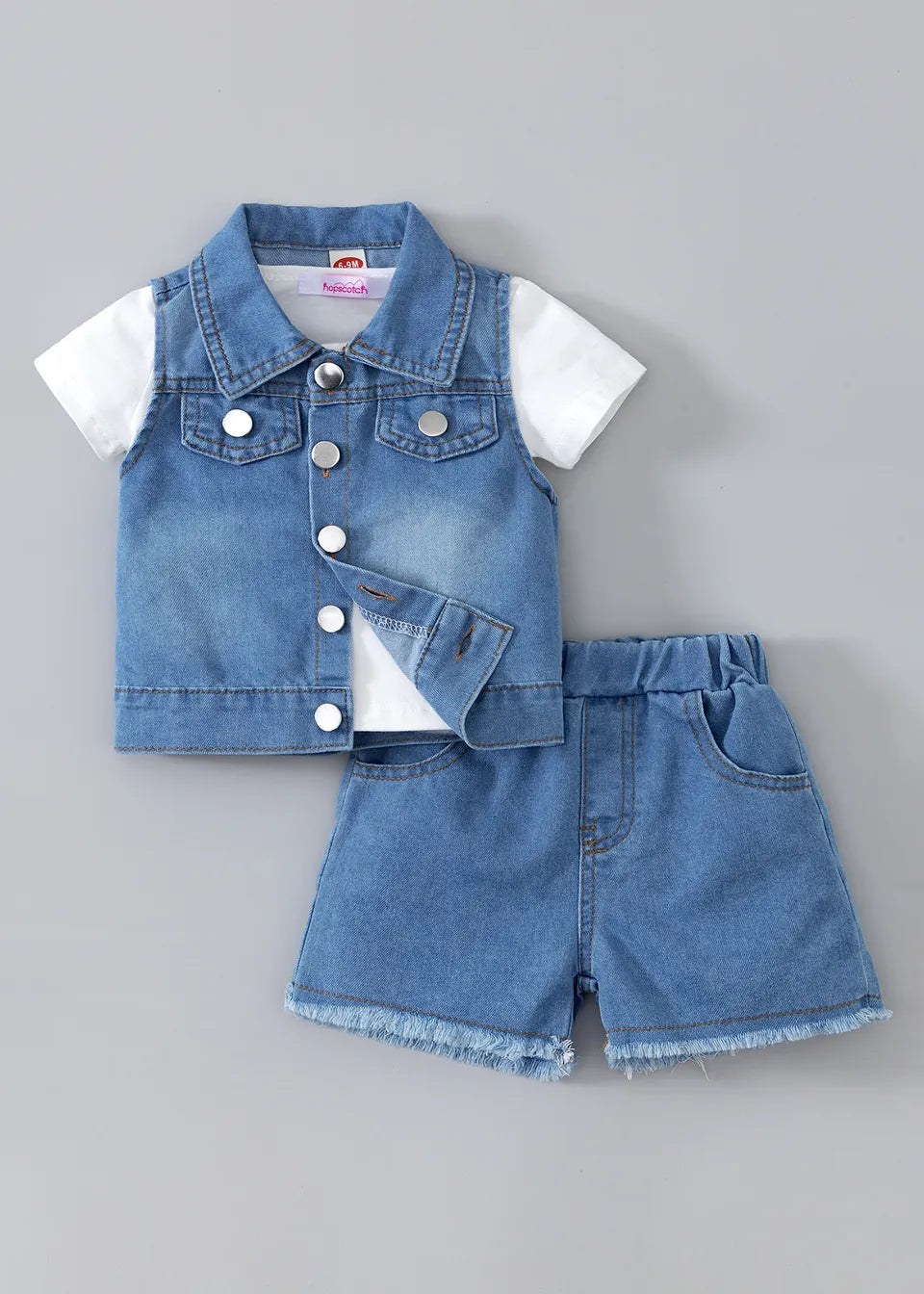 FUMI Blue Tie Shoulder Baby Romper | 100% Cotton