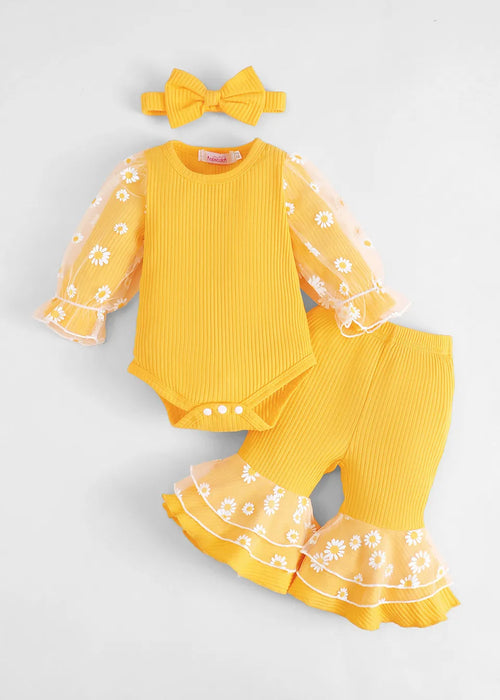 FUMI Blue Frill Footed Baby Romper | 100% Cotton
